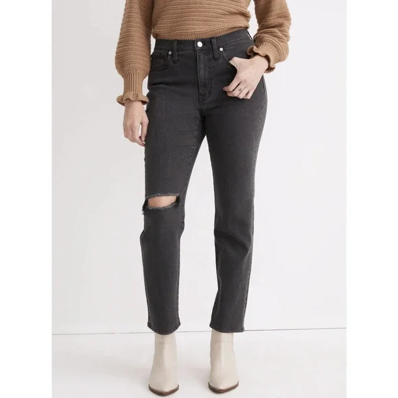 NWT Madewell The Tall Girl Jean in Adolpha Wash Ripped Knee Size 33 T 33 Tall - Picture 1 of 10